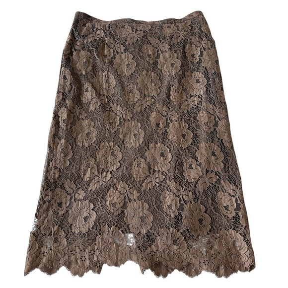 J.Crew Brown Floral Lace Pencil Skirt – Midi SZ 14 - Picture 5 of 6